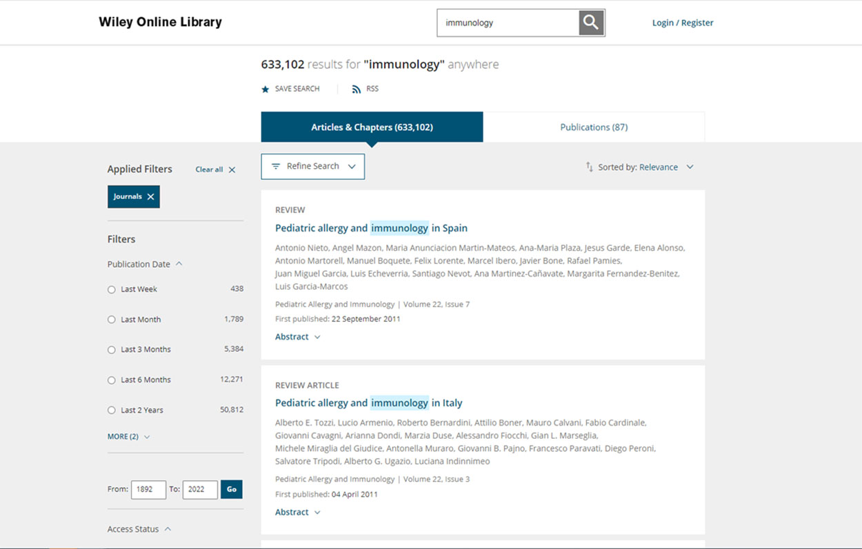 Wiley Online Library Article Page