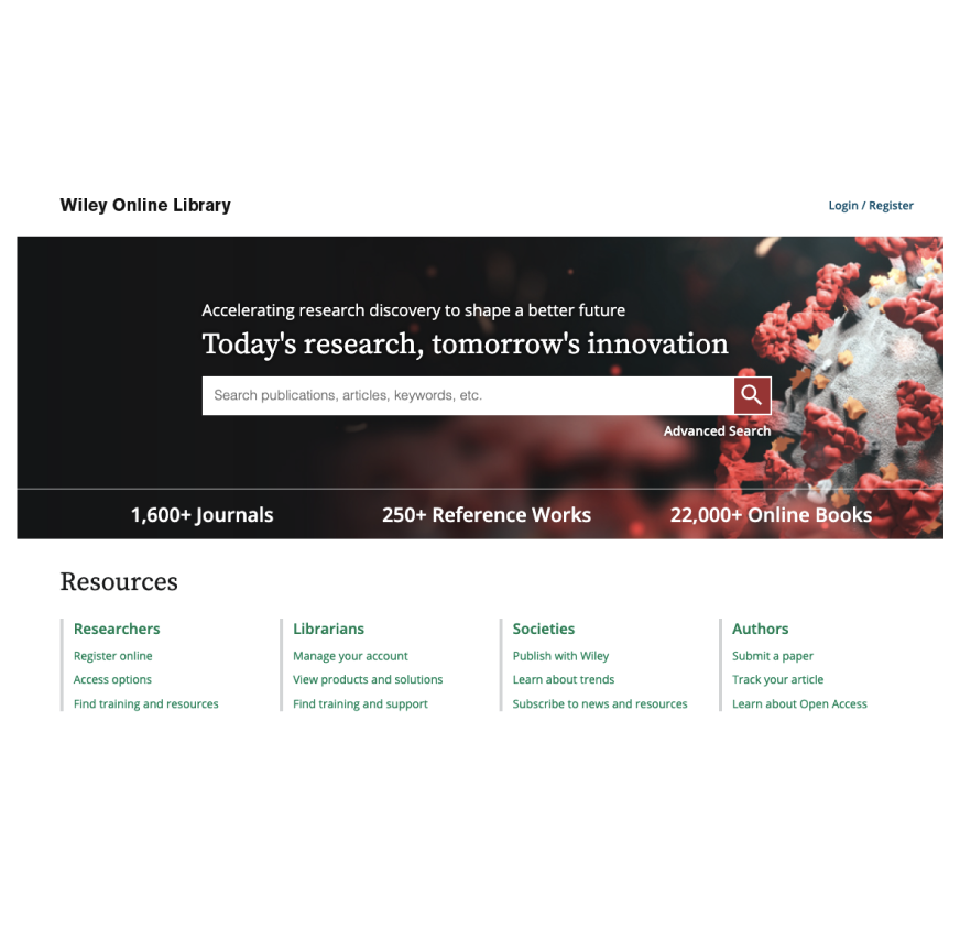 Wiley Online Library Search Page